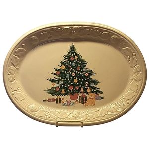Vtg Platter Christmas Teddy Bear Turkey/Ham Himark